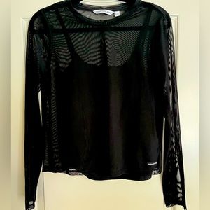 Calvin Klein Jeans Black Sheer Long Sleeve Medium